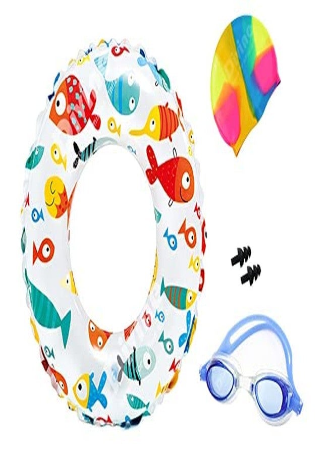 SVShoperzone Inflatable Swim Ring Lovely Print Float Tube Swimming Kit Combo for Kids Multicolour - Image 2
